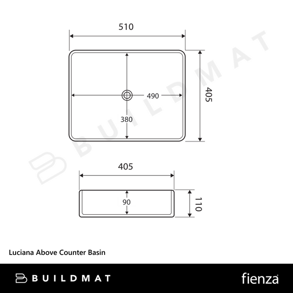 Fienza Luciana Above Counter Basin Gloss White