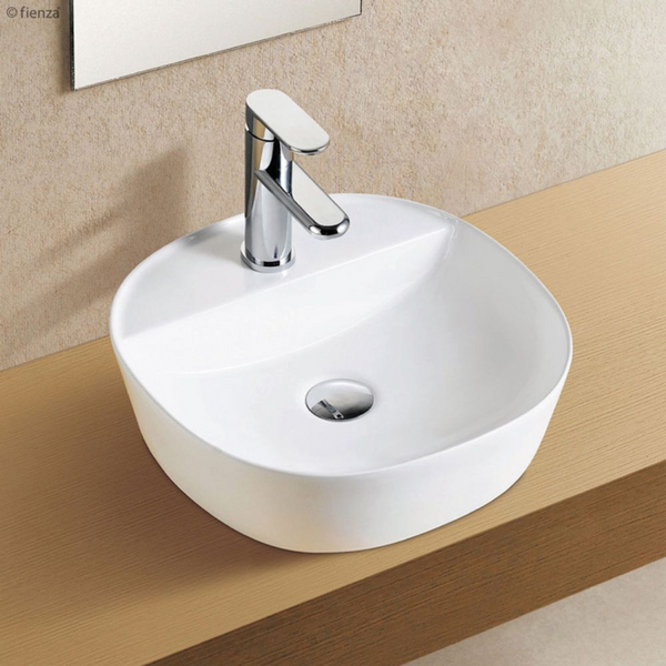 Fienza Chica 405mm Above Counter Basin 1 Tap Hole Gloss White