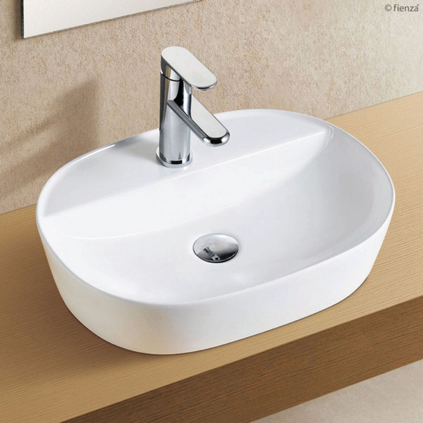 Fienza Chica 500mm Above Counter Basin 1 Tap Hole Gloss White