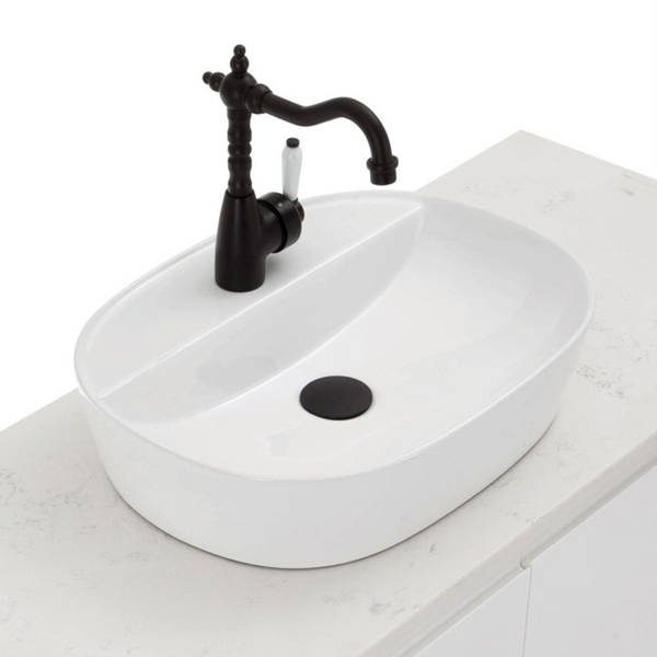Fienza Chica 500mm Above Counter Basin 1 Tap Hole Gloss White