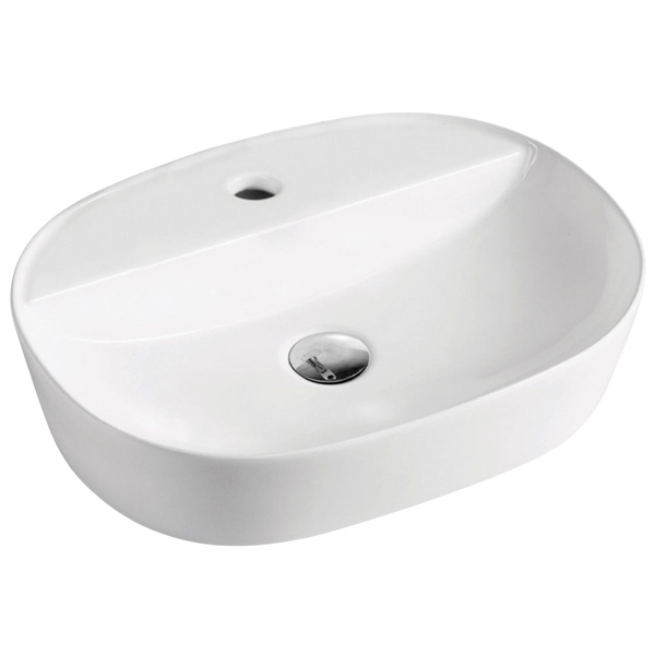 Fienza Chica 500mm Above Counter Basin 1 Tap Hole Gloss White