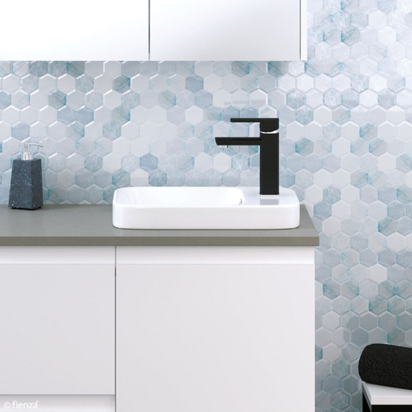Fienza Petra Mini Semi-Inset Basin with Overflow 1 Tap Hole Gloss White