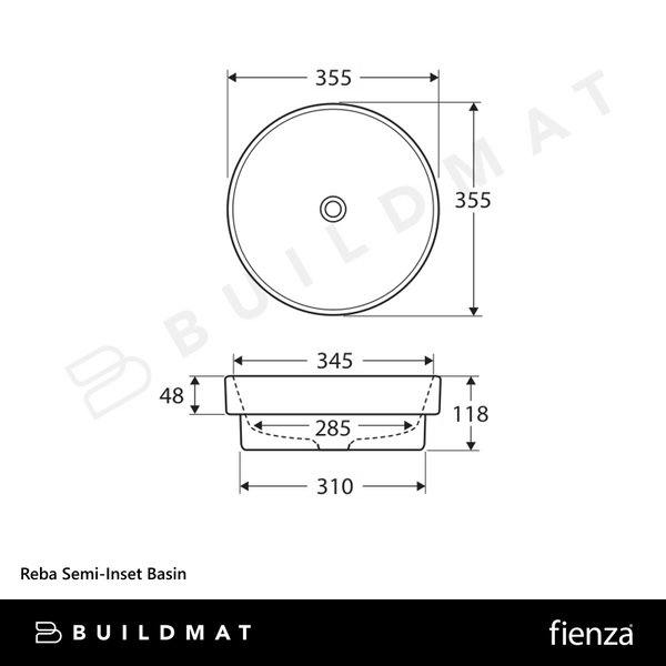 Fienza Reba Semi-Inset Basin Gloss White