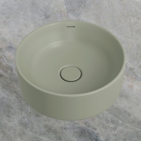 Fienza Reba Luxe Above Counter Basin with Overflow Matte Olive