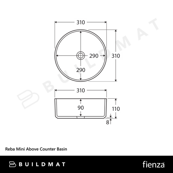 Fienza Reba Mini Above Counter Basin Matte White