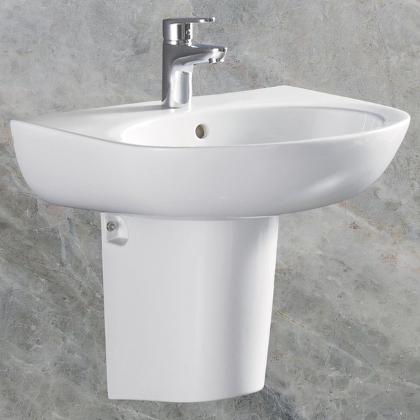 Fienza Stella Care Wall Hung Basin with Overflow and Integral Shroud 1 Tap Hole Gloss White