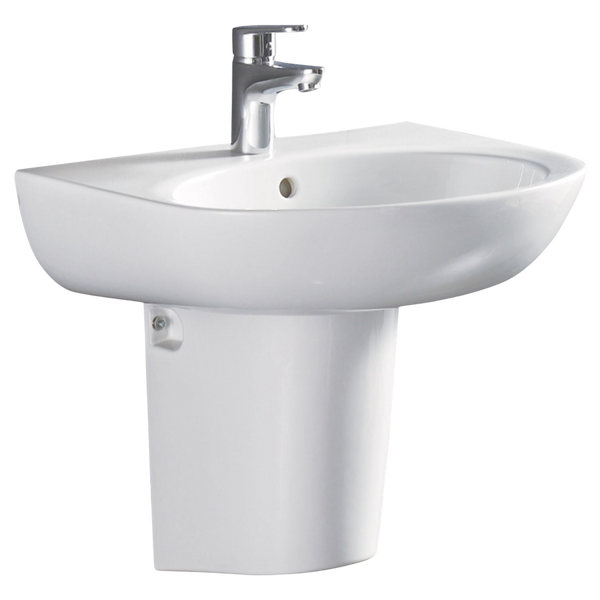 Fienza Stella Care Wall Hung Basin with Overflow and Integral Shroud 1 Tap Hole Gloss White