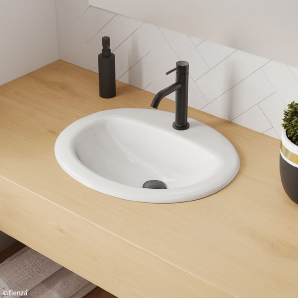 Fienza Stella Fully-Inset Basin with Overflow 1 Tap Hole Gloss White