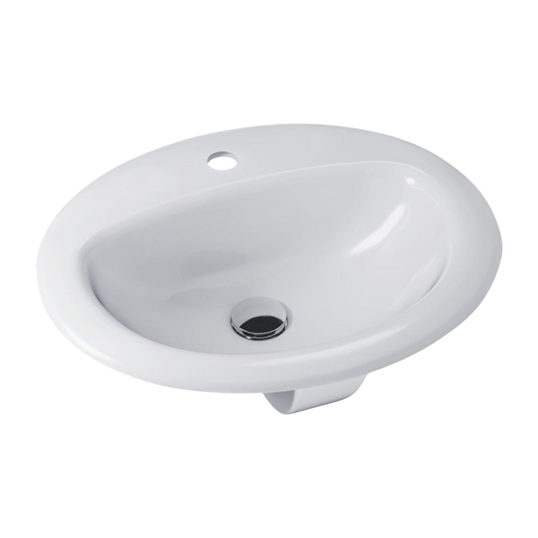 Fienza Stella Fully-Inset Basin with Overflow 1 Tap Hole Gloss White