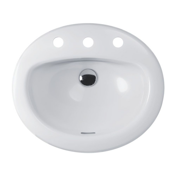 Fienza Stella Fully-Inset Basin with Overflow 3 Tap Holes Gloss White