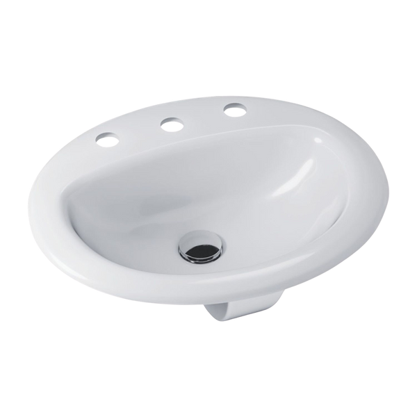 Fienza Stella Fully-Inset Basin with Overflow 3 Tap Holes Gloss White