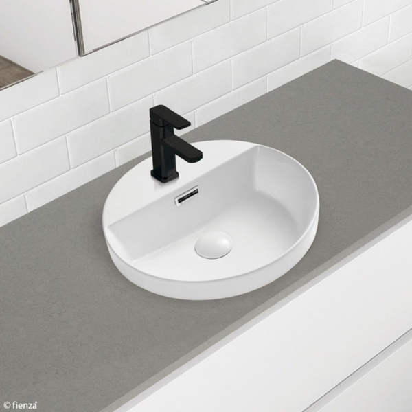 Fienza Reba Semi-Inset Basin with Overflow 1 Tap Hole Gloss White