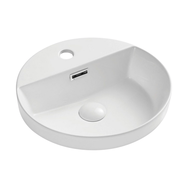 Fienza Reba Semi-Inset Basin with Overflow 1 Tap Hole Gloss White
