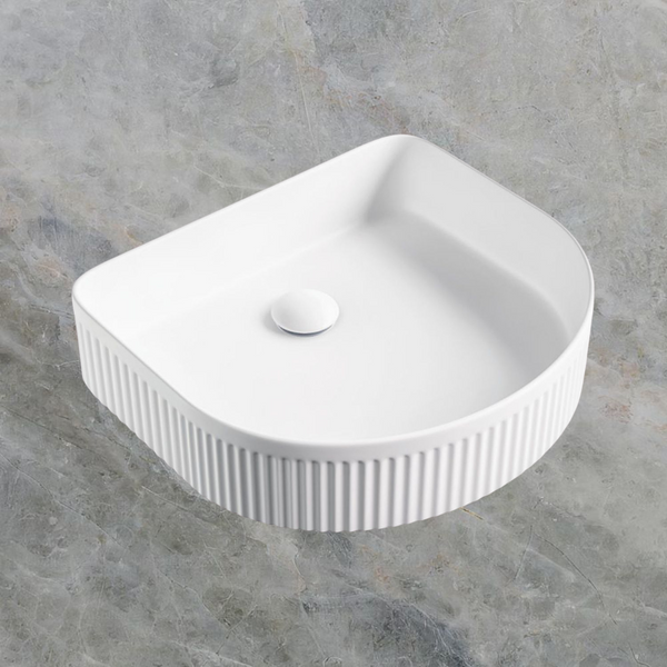 Fienza Eleanor Arch Above Counter Fluted Basin Matte White