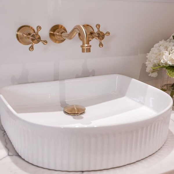 Fienza Eleanor Arch Above Counter Fluted Basin Gloss White