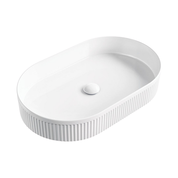 Fienza Eleanor Oval Above Counter Fluted Basin Gloss White