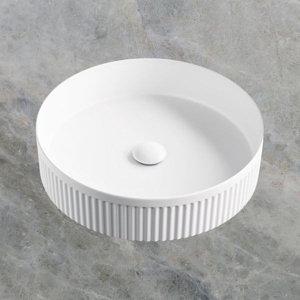 Fienza Eleanor Round Above Counter Fluted Basin Matte White
