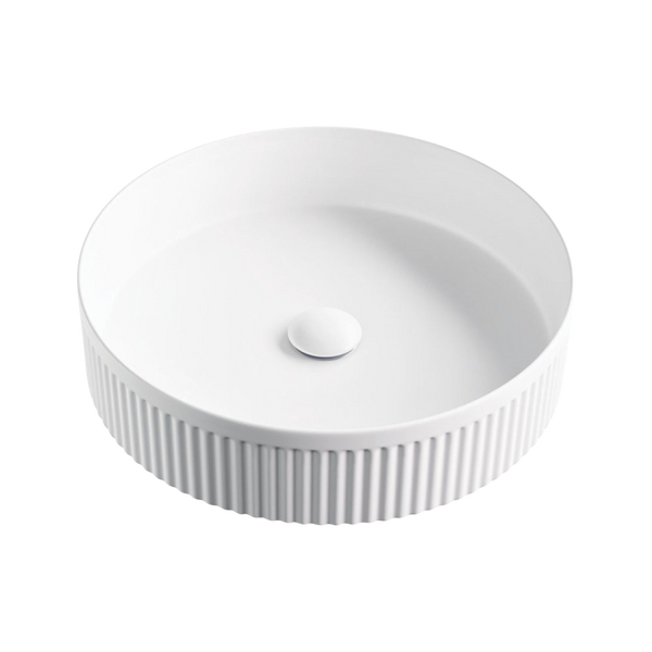 Fienza Eleanor Round Above Counter Fluted Basin Matte White