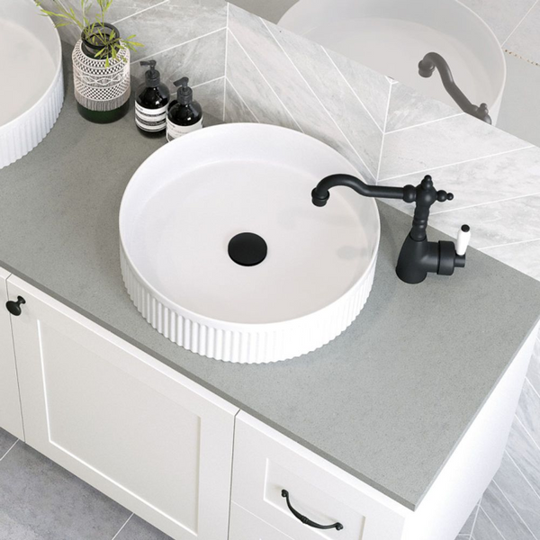 Fienza Eleanor Round Above Counter Fluted Basin Gloss White