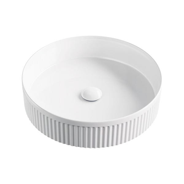 Fienza Eleanor Round Above Counter Fluted Basin Gloss White