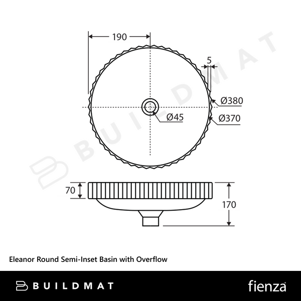 Fienza Eleanor Round Semi-Inset Basin with Overflow Gloss White