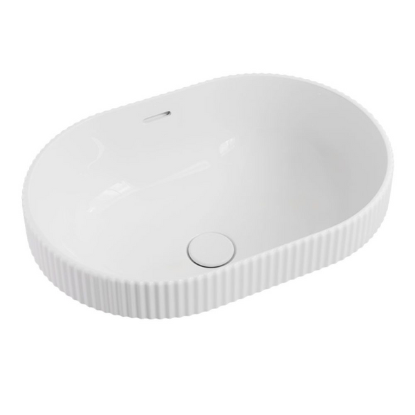 Fienza Eleanor Oval Semi-Inset Basin with Overflow Gloss White