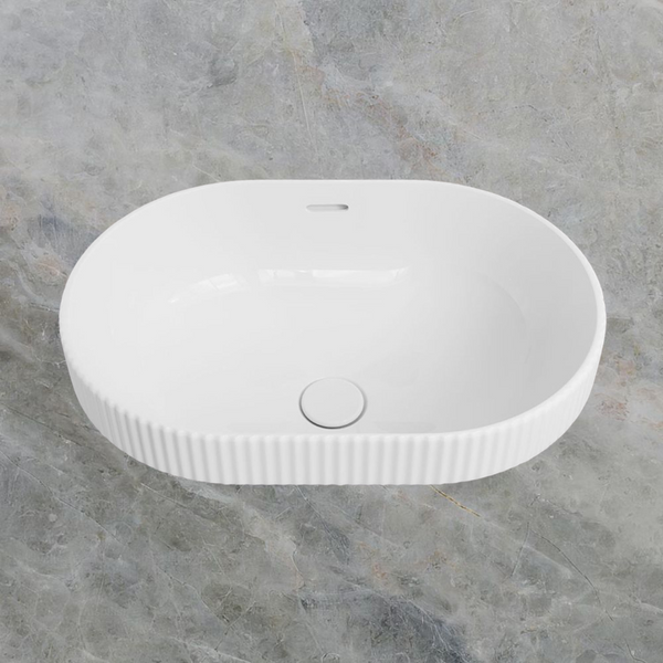 Fienza Eleanor Oval Semi-Inset Basin with Overflow Gloss White
