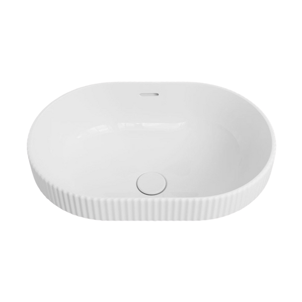 Fienza Eleanor Oval Semi-Inset Basin with Overflow Gloss White