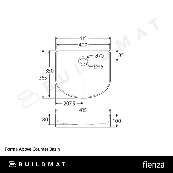 Fienza Forma Above Counter Basin Gloss White