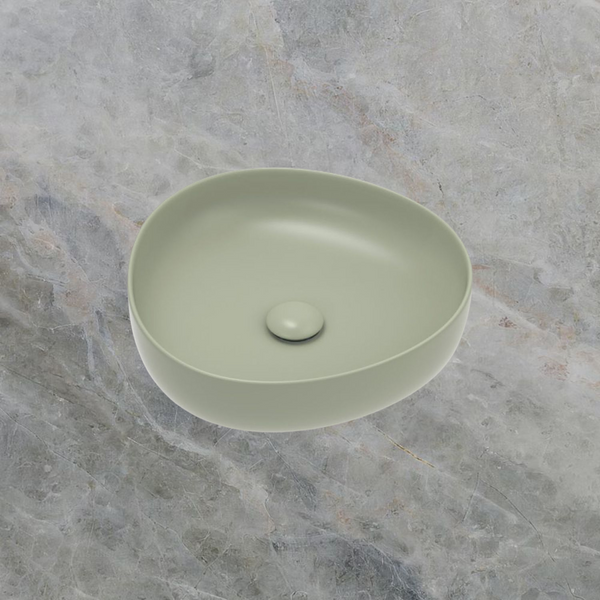 Fienza Pebble Small Above Counter Basin Matte Olive