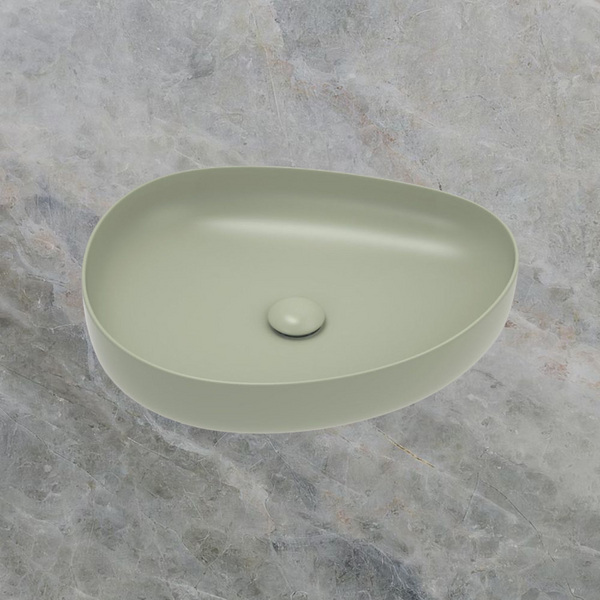 Fienza Pebble Medium Above Counter Basin Matte Olive