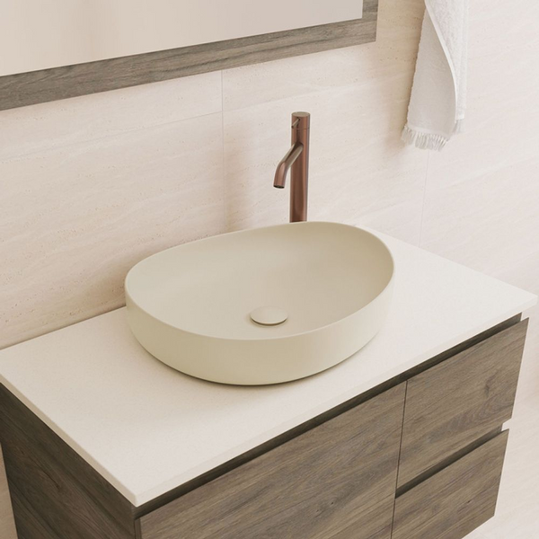 Fienza Pebble Medium Above Counter Basin Matte Khaki