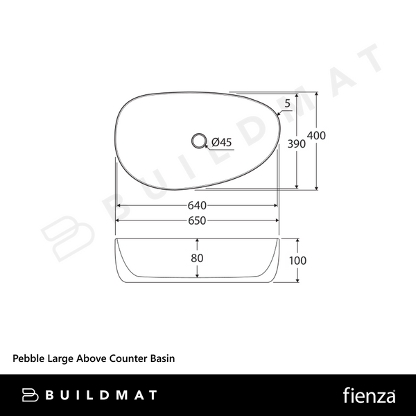 Fienza Pebble Large Above Counter Basin Matte Black