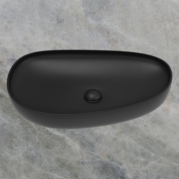 Fienza Pebble Large Above Counter Basin Matte Black