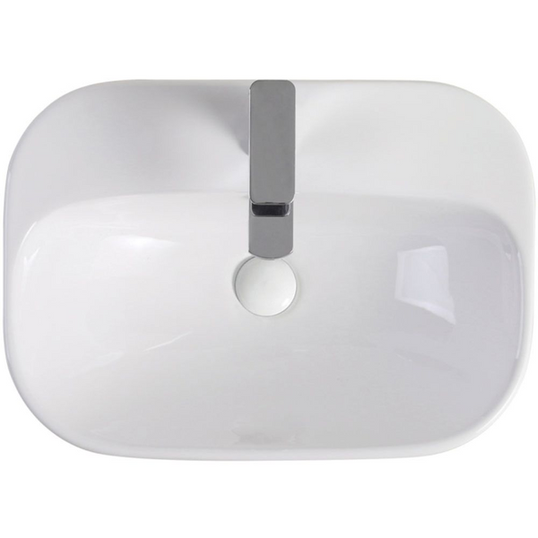 Fienza Parisa Semi-Inset Basin with Overflow 1 Tap Hole Gloss White