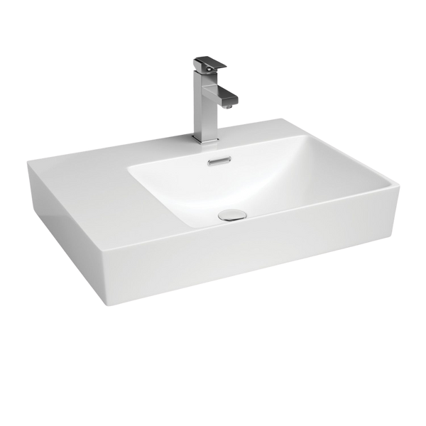 Fienza Tono Care Wall Hung Right Hand Basin with Overflow 1 Tap Hole Gloss White