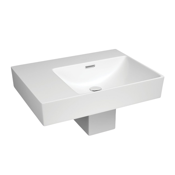 Fienza Tono Care Wall Hung Right Hand Basin with Overflow and Integral Shroud Gloss White