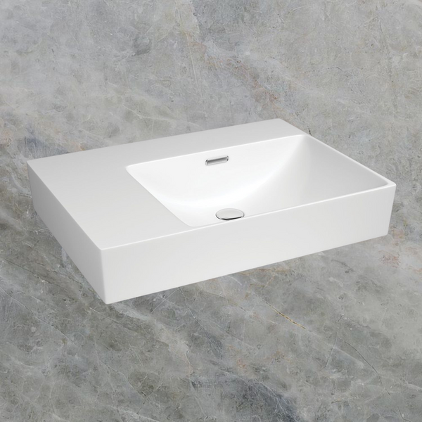 Fienza Tono Care Wall Hung Right Hand Basin with Overflow Gloss White
