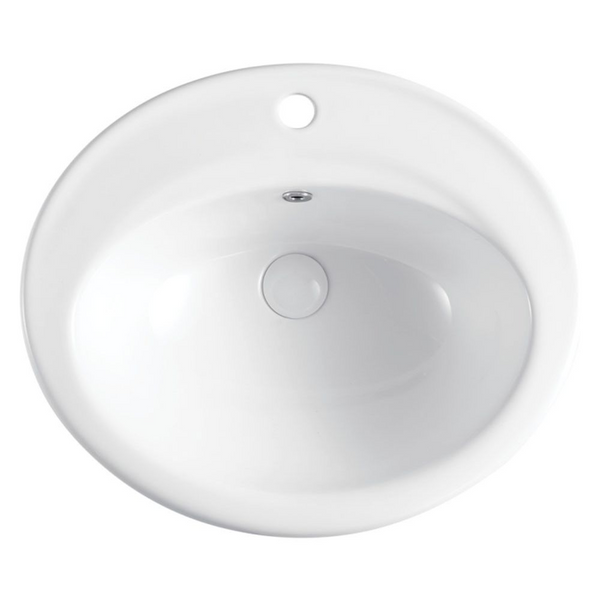 Fienza Lacy Fully-Inset Basin with Overflow 1 Tap Hole Gloss White