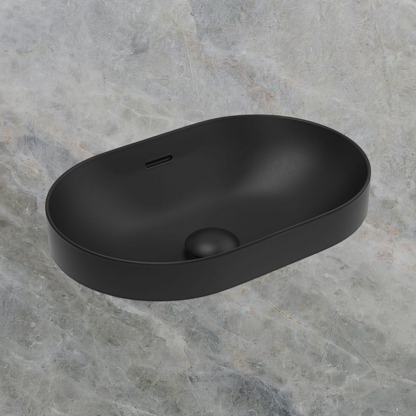 Fienza Aluca Pill Semi-Inset Basin with Overflow Matte Black