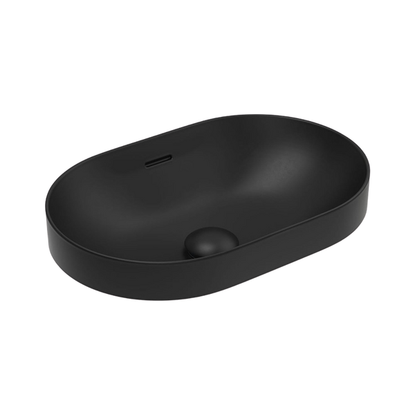 Fienza Aluca Pill Semi-Inset Basin with Overflow Matte Black