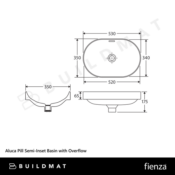 Fienza Aluca Pill Semi-Inset Basin with Overflow Olive