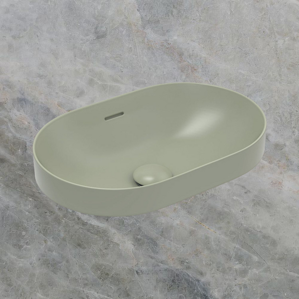 Fienza Aluca Pill Semi-Inset Basin with Overflow Olive