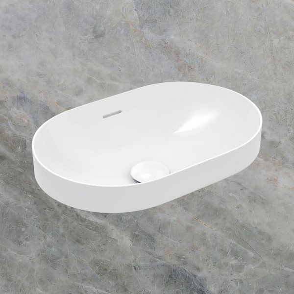 Fienza Aluca Pill Semi-Inset Basin with Overflow Gloss White