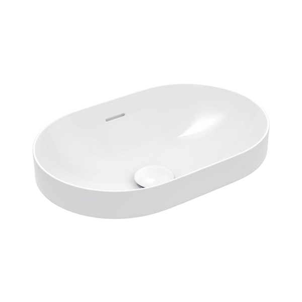 Fienza Aluca Pill Semi-Inset Basin with Overflow Gloss White