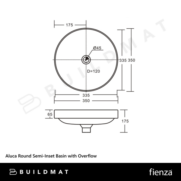 Fienza Aluca Round Semi-Inset Basin with Overflow Matte Olive
