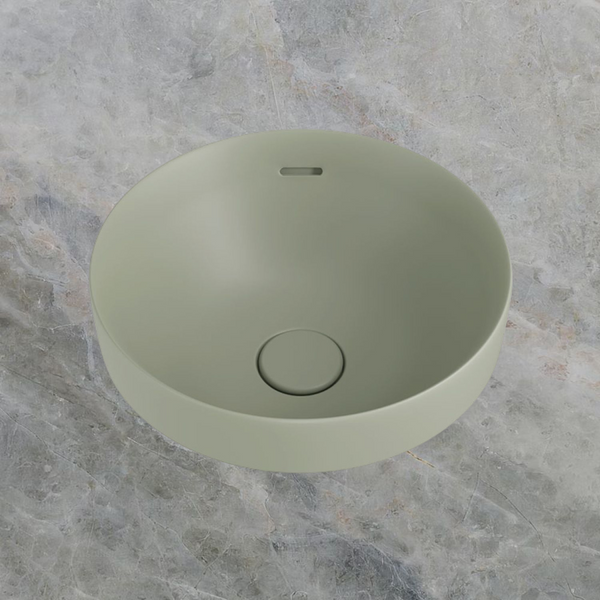 Fienza Aluca Round Semi-Inset Basin with Overflow Matte Olive