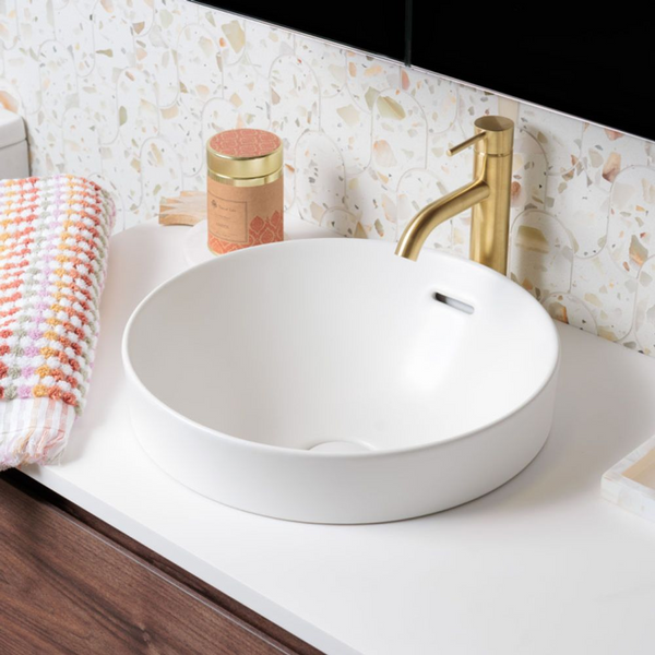 Fienza Aluca Round Semi-Inset Basin with Overflow Matte White