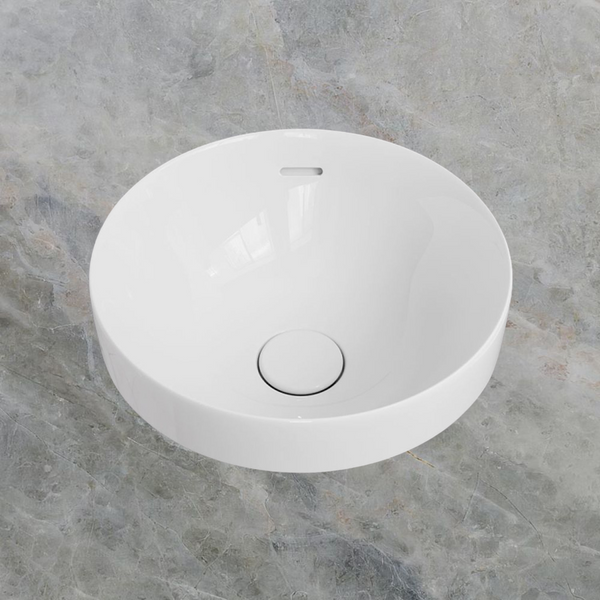 Fienza Aluca Round Semi-Inset Basin with Overflow Gloss White