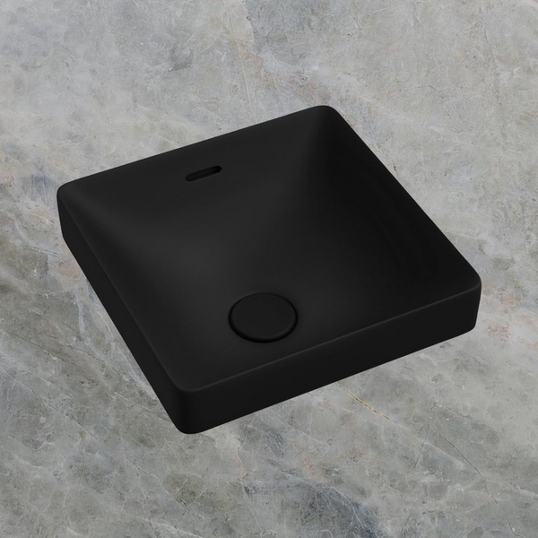 Fienza Aluca Square Semi-Inset Basin with Overflow Matte Black